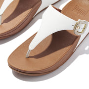 LULU Crystal-Buckle Leather Toe-Post Sandals
