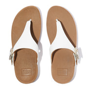 LULU Crystal-Buckle Leather Toe-Post Sandals