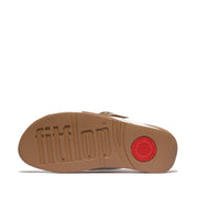 LULU Crystal-Buckle Leather Cross Slides