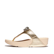 LULU Jewel-Deluxe Metallic-Leather Toe-Post Sandals