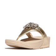 LULU Jewel-Deluxe Metallic-Leather Toe-Post Sandals