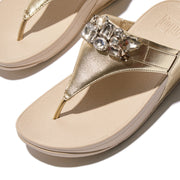 LULU Jewel-Deluxe Metallic-Leather Toe-Post Sandals