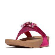 LULU Jewel-Deluxe Metallic-Leather Toe-Post Sandals