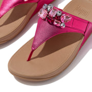 LULU Jewel-Deluxe Metallic-Leather Toe-Post Sandals