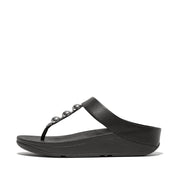 FINO Mirror-Dome Leather Toe Post Sandals