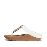 FINO Crystal-Chain Leather Toe-Post Sandals