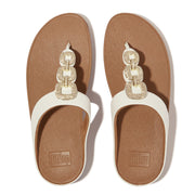 FINO Crystal-Chain Leather Toe-Post Sandals