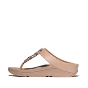 FINO Crystal-Chain Leather Toe-Post Sandals