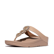 FINO Crystal-Chain Leather Toe-Post Sandals