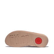 FINO Crystal-Chain Leather Toe-Post Sandals