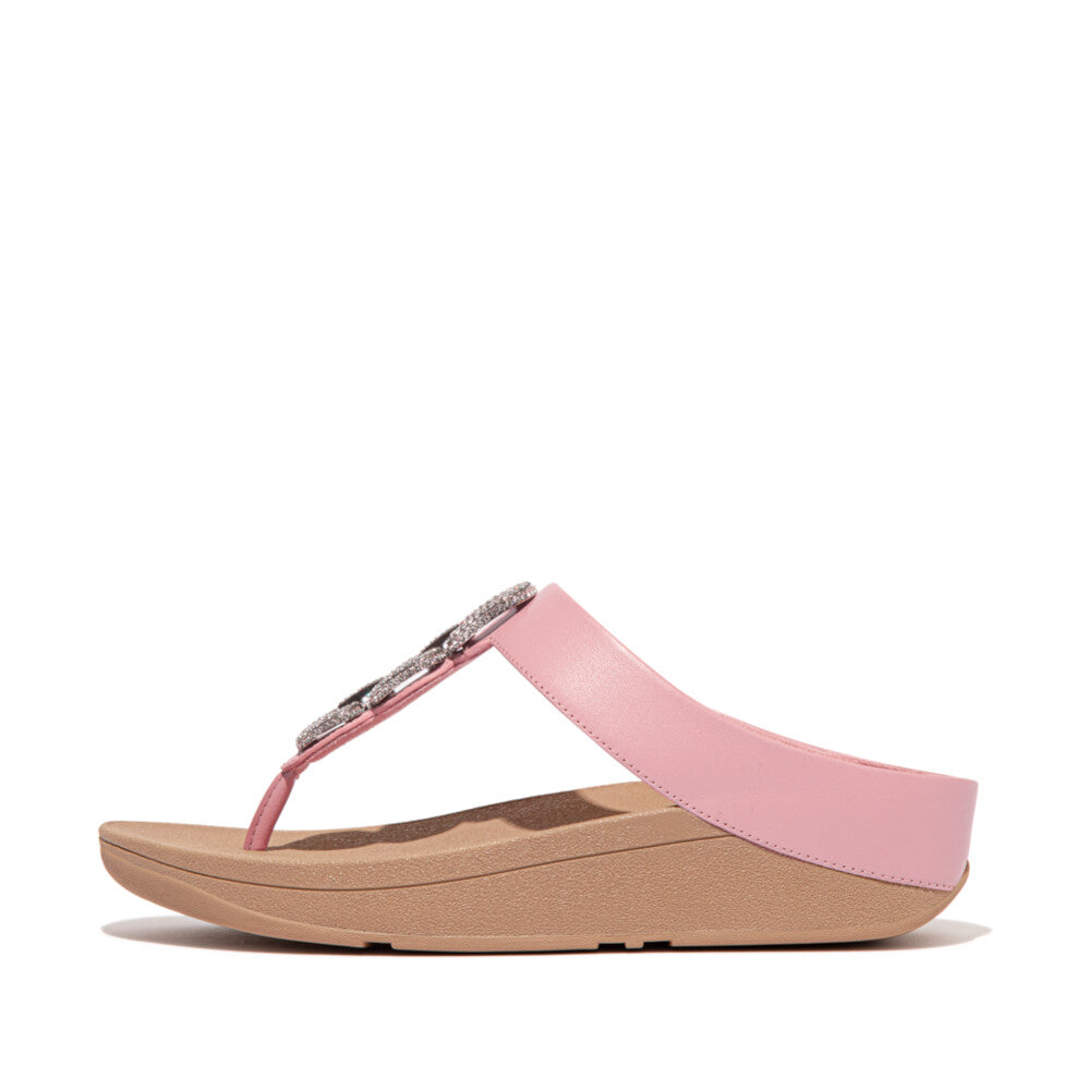 FitFlop FINO Crystal-Chain Leather Toe-Post Sandals - Soft Blush (HX2-B48)|  FitFlop Singapore