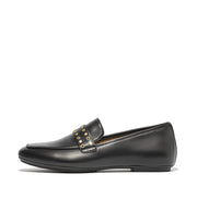 DELICATO Stud-And-Eyelet Soft Leather Loafers