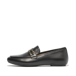 DELICATO Stud-And-Eyelet Soft Leather Loafers