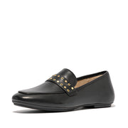 DELICATO Stud-And-Eyelet Soft Leather Loafers