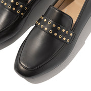 DELICATO Stud-And-Eyelet Soft Leather Loafers