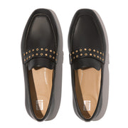 DELICATO Stud-And-Eyelet Soft Leather Loafers