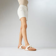 LULU Folded-Knot Leather Toe-Post Sandals