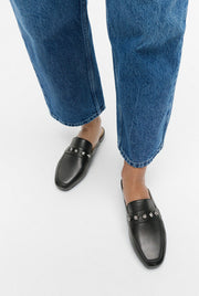 DELICATO Crystal-Cluster Soft Leather Mules