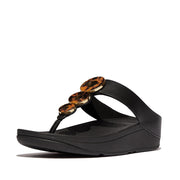 FINO Resin-Hoop Leather Toe-Post Sandals