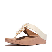 FINO Resin-Hoop Leather Toe-Post Sandals