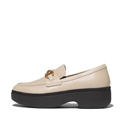 F-LUMA Chunky-Snaffle Leather Demi-Wedge Loafers - Stone Beige