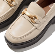 F-LUMA Chunky-Snaffle Leather Demi-Wedge Loafers - Stone Beige