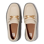 F-LUMA Chunky-Snaffle Leather Demi-Wedge Loafers - Stone Beige
