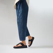 F-MODE Adjustable Padded-Leather Flatform Toe-Thongs