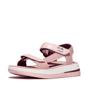 SURFF Adjustable Contrast-Stitch Leather Back-Strap Sandals - Clay Pink/Soft Blush