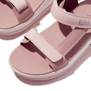 SURFF Adjustable Contrast-Stitch Leather Back-Strap Sandals - Clay Pink/Soft Blush
