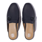 DELICATO Beadie-Button Leather Mules