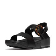 LULU Resin-Buckle Leather Back-Strap Sandals