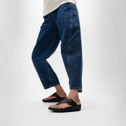 LULU Resin-Buckle Leather Toe-Post Sandals