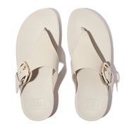 LULU Resin-Buckle Leather Toe-Post Sandals
