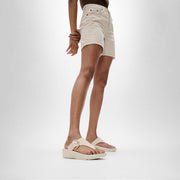 LULU Resin-Buckle Leather Toe-Post Sandals