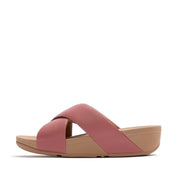 LULU Leather Cross Slide Sandals