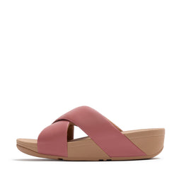 LULU Leather Cross Slide Sandals