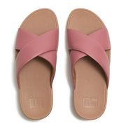 LULU Leather Cross Slide Sandals