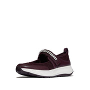 F-MODE Flow Crystal-Strap Quilted Mary Janes