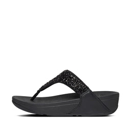 LULU Shimmerfoil Toe-Post Sandals - All Black