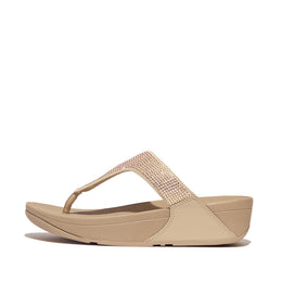 LULU Crystal Embellished Toe-Post Sandals - Latte Beige