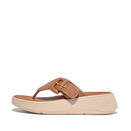 F-MODE Buckle Canvas Flatform Toe-Post Sandals