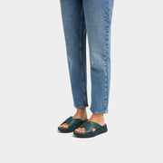 F-MODE Folded-Leather Flatform Cross Slides