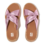 F-MODE Leather-Twist Flatform Slides (Cork Wrap)