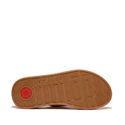 F-MODE Leather-Twist Flatform Slides (Cork Wrap)