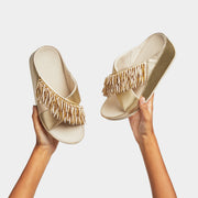 RUMBA Beaded Metallic Cross Slides