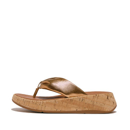 F-MODE Leather-Twist Flatform Toe-Posts (Cork)