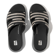 F-MODE Woven-Leather Flatform H-Bar Slides