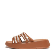 F-MODE Woven-Leather Flatform H-Bar Slides