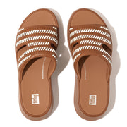 F-MODE Woven-Leather Flatform H-Bar Slides